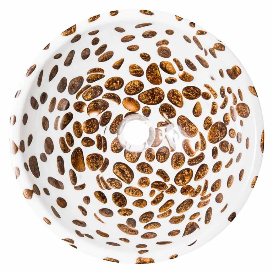 Moderne runde handgefertigte Waschtischplatte aus Kunstharz, Bussi Viadurini