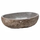 Moderne Arbeitsspüle aus handgearbeitetem Flussstein, Buriasco Viadurini