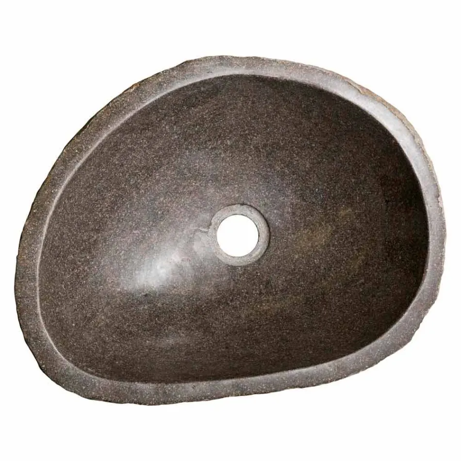 Moderne Arbeitsspüle aus handgearbeitetem Flussstein, Buriasco Viadurini