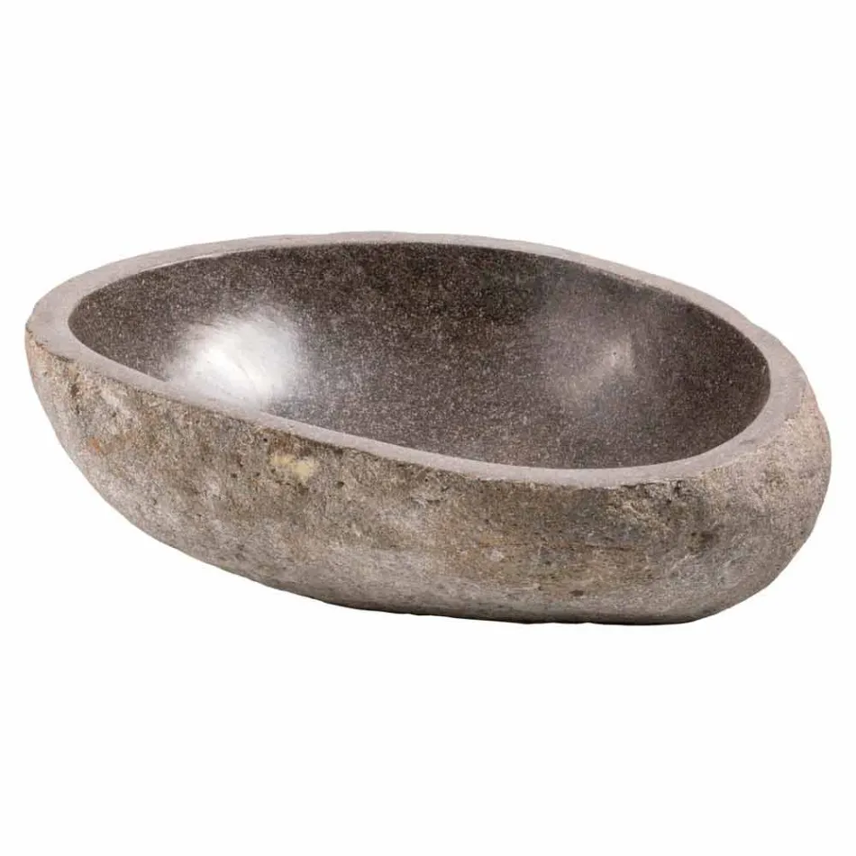 Moderne Arbeitsspüle aus handgearbeitetem Flussstein, Buriasco Viadurini