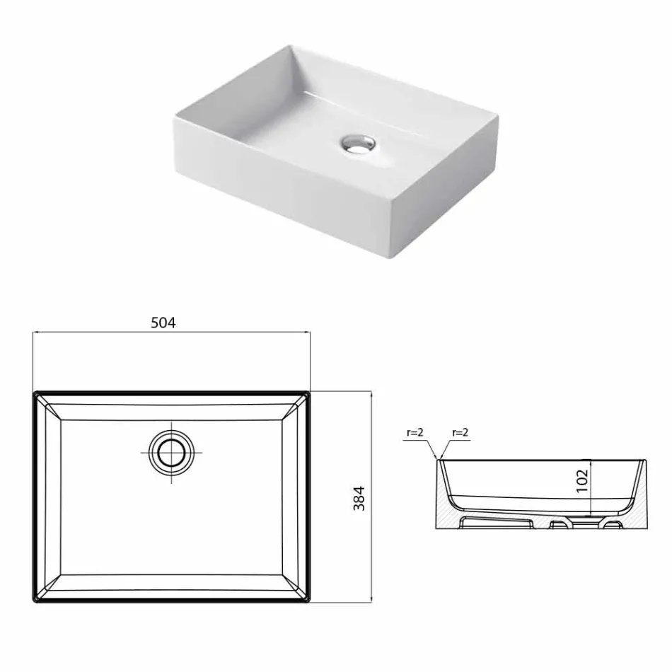 Designwaschtisch aus weißer Keramik oder farbigem Leivi Viadurini