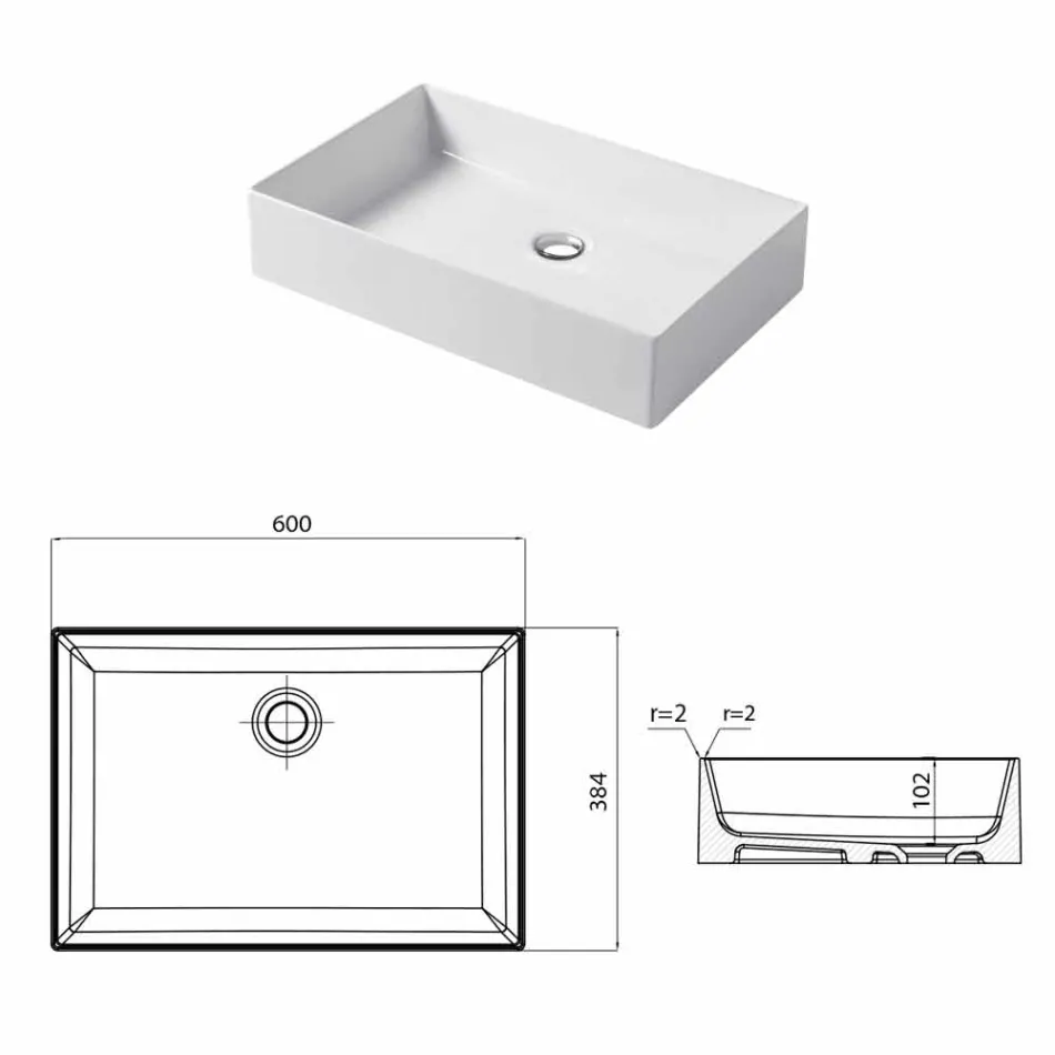 Designwaschtisch aus weißer Keramik oder farbigem Leivi Viadurini