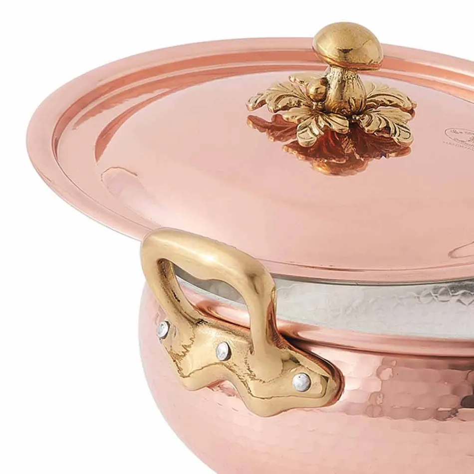 Gemüsetopf mit handgefertigtem verzinnten Kupferdeckel Made in Italy 28 cm - Mariacarla Viadurini