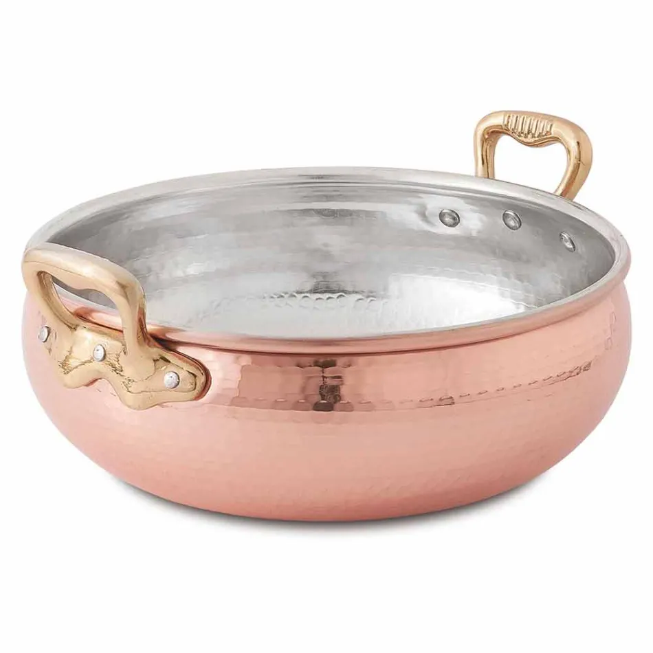 Handverzinkter Kupfer-Gemüsetopf mit 2 Griffen Made in Italy 16 cm - Gianmaria Viadurini