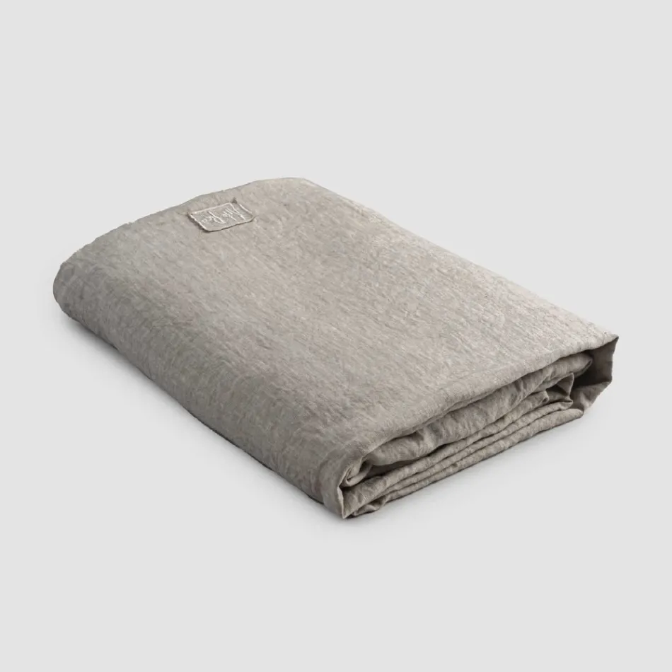 Doppelte Spannbettlaken aus schwarzem Leinen, Butter oder Altkreide – Fiumano Viadurini