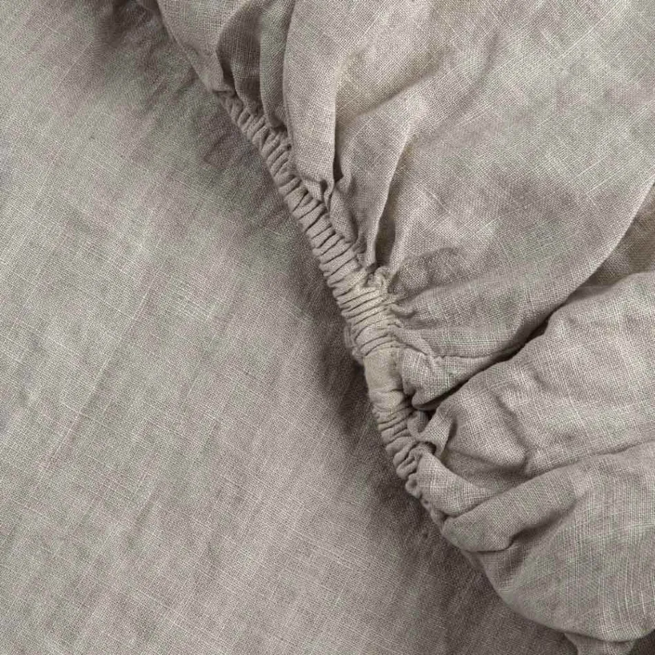 Doppelte Spannbettlaken aus schwarzem Leinen, Butter oder Altkreide – Fiumano Viadurini