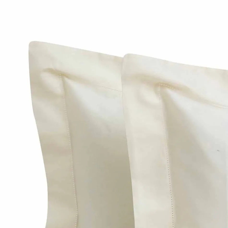 Einfarbige Blätter komplett in Baumwollsatin für Doppelbett - Hibiskus Viadurini