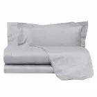 Einfarbige Blätter komplett in Baumwollsatin für Doppelbett - Hibiskus Viadurini