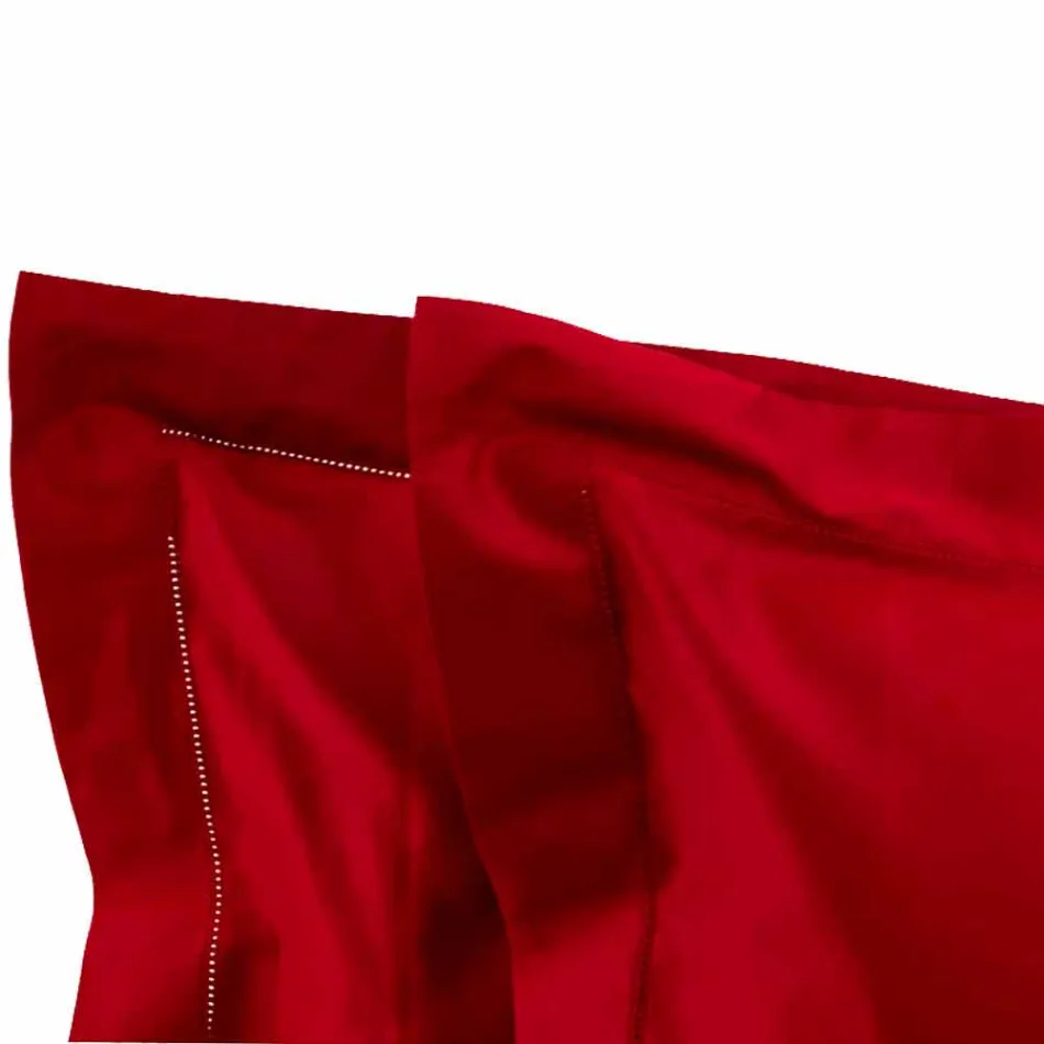 Einfarbige Blätter komplett in Baumwollsatin für Doppelbett - Hibiskus Viadurini