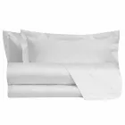 Einfarbige Blätter komplett in Baumwollsatin für Doppelbett - Hibiskus Viadurini