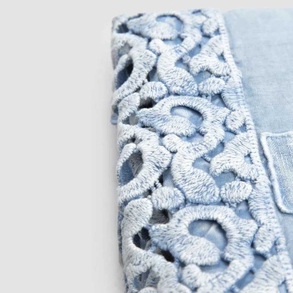 Doppelbettlaken aus Leinen mit Poema-Spitze, 3 Ausführungen – Dulcis Viadurini