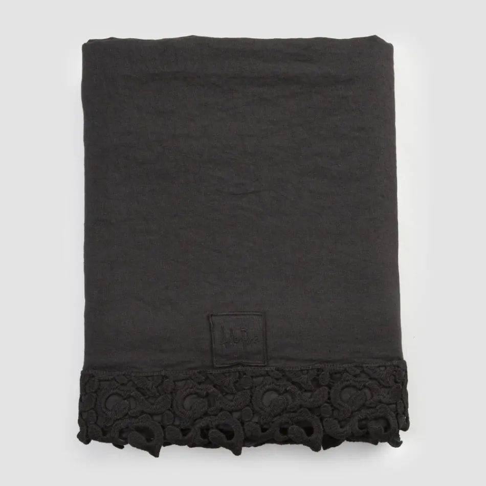 Doppelbettlaken aus Leinen mit Poema-Spitze, 3 Ausführungen – Dulcis Viadurini