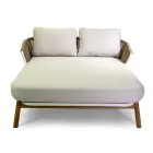 Outdoor-Liege mit Teakholzrahmen, Seilen und Kissen - Zelt Viadurini