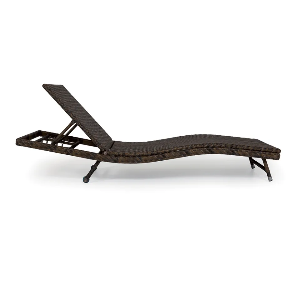 Outdoor-Sonnenliege aus Polyrattan mit Rollen - Meredith Viadurini