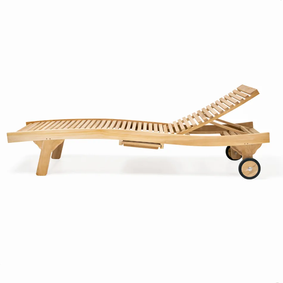 Outdoor-Sonnenliege aus natürlichem Teak - Yggdrasil Viadurini
