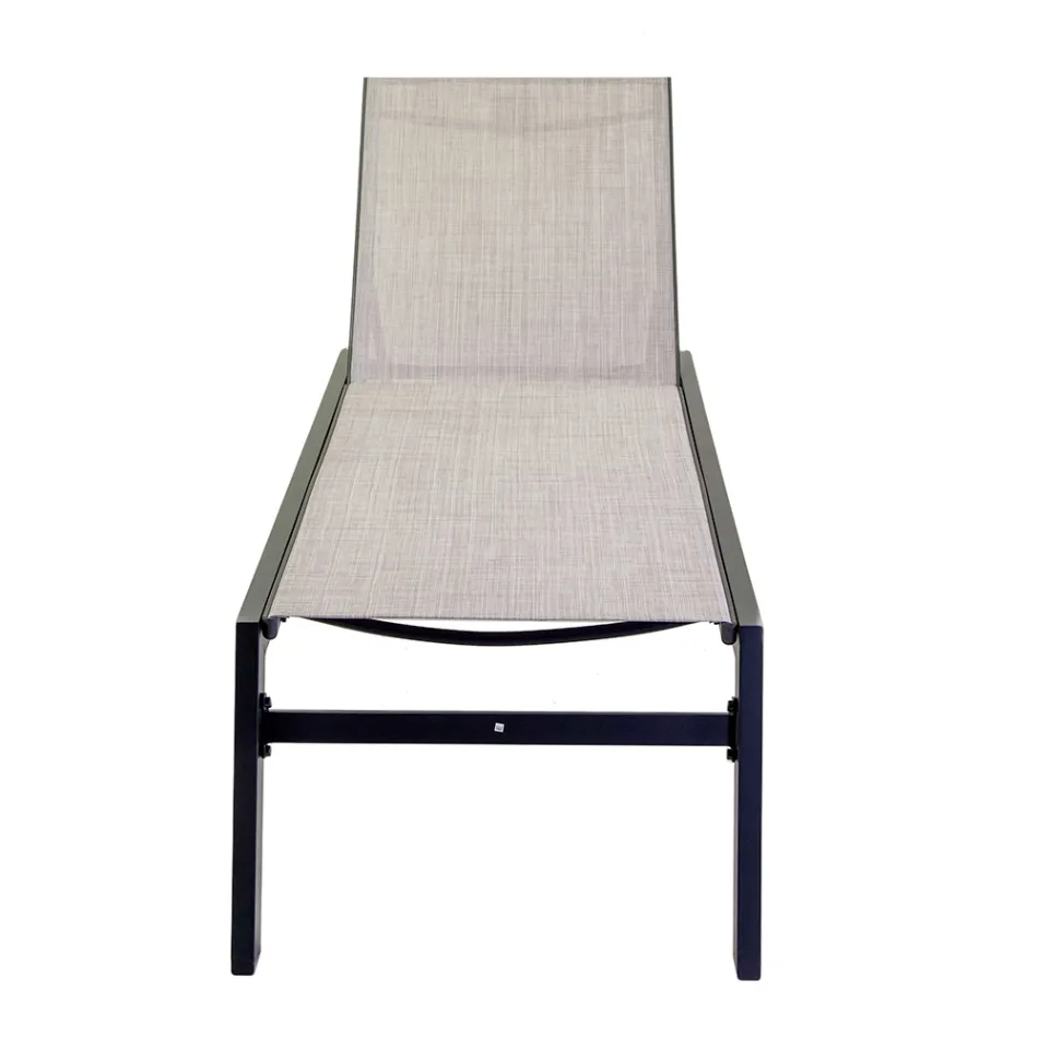 Outdoor-Liege aus Aluminium und Textilene mit 2 Rädern - Kostüm Viadurini