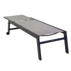 Outdoor-Liege aus Aluminium und Textilene mit 2 Rädern - Kostüm Viadurini