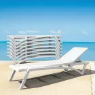 Stapelbare Gartenliege aus Polypropylen und farbigem Textilen - Artelia Viadurini