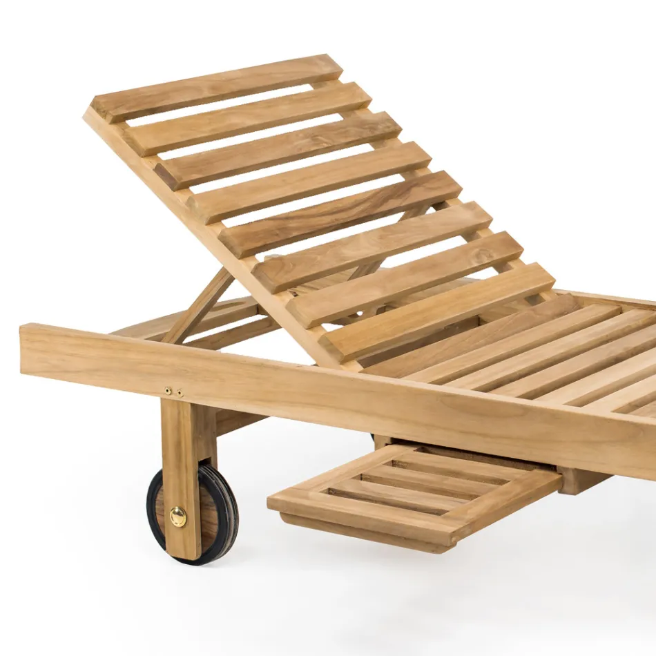 Gartenliege aus natürlichem Teakholz - Yggdrasil Viadurini