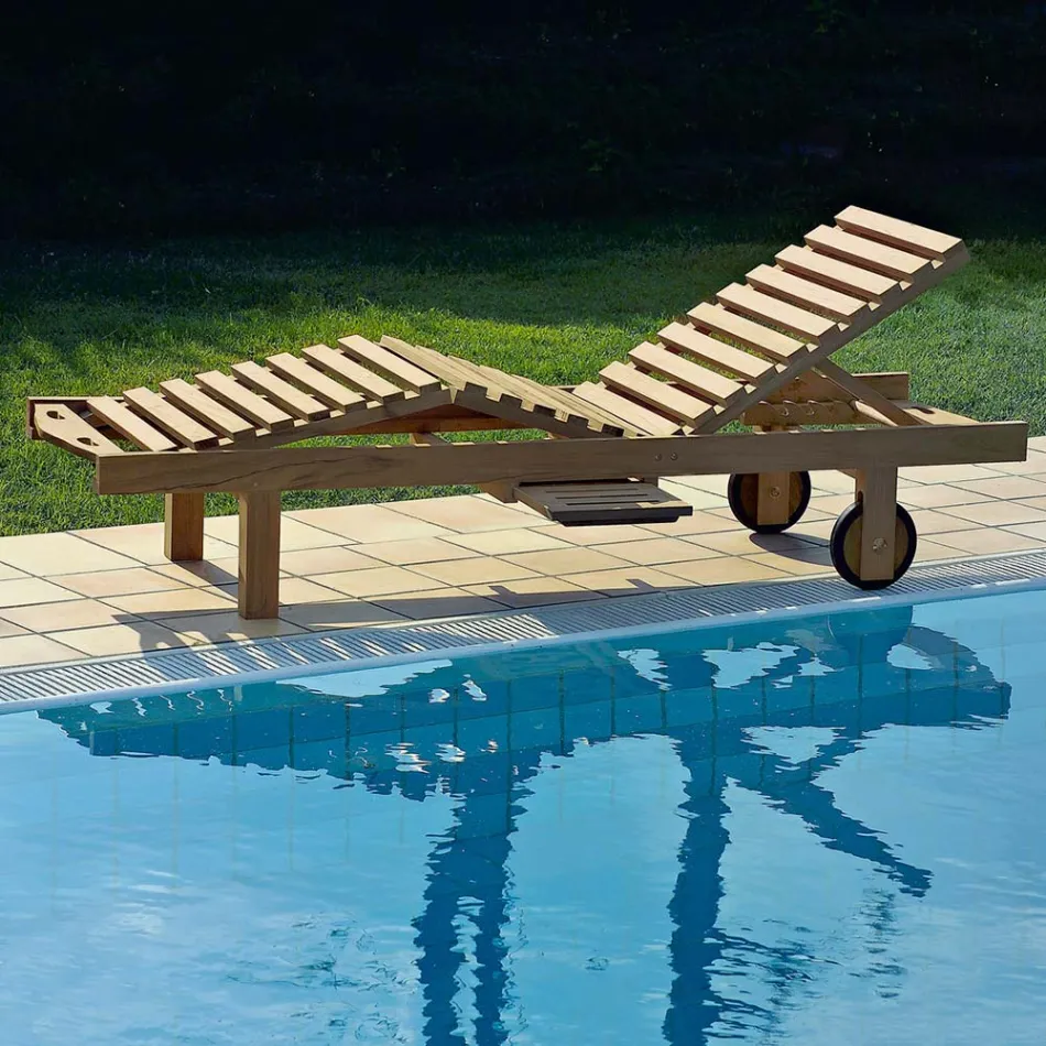 Gartenliege aus natürlichem Teakholz - Yggdrasil Viadurini