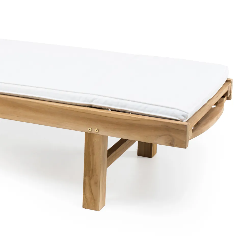 Garten-Sonnenliege aus natürlichem Teakholz - Yggdrasil Viadurini