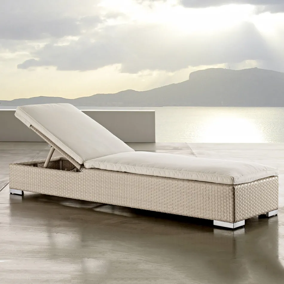 Gartenliege aus handgewebtem Polyrattan - Experia Viadurini