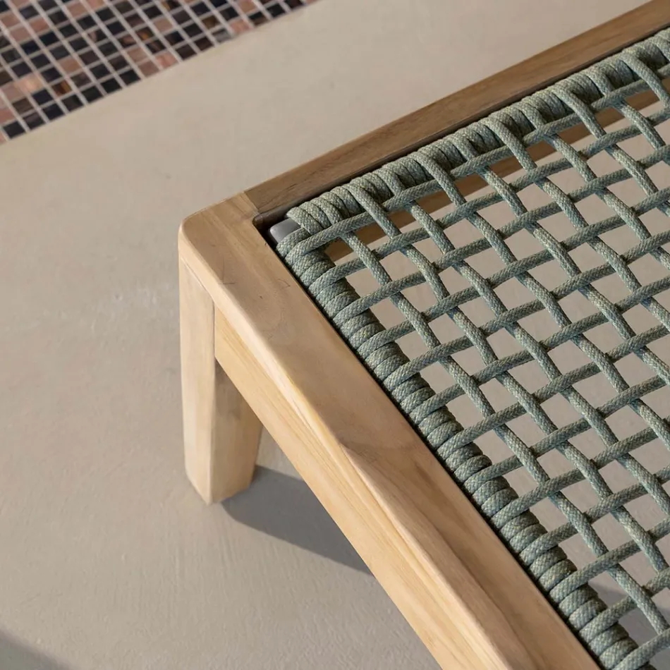 Gartenliege aus Teakholz und Seilen - Jhon Viadurini