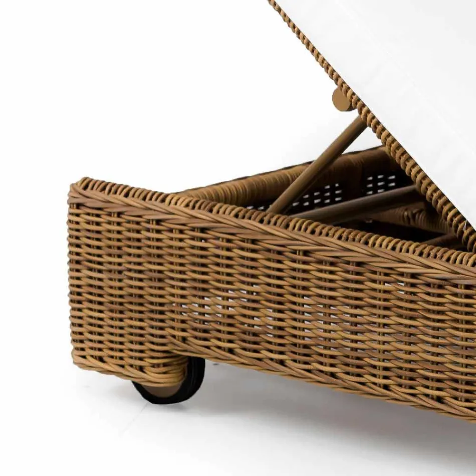 Einzel- oder Doppel-Sonnenliege im Freien aus luxuriösem synthetischem Rattan - Yves Viadurini