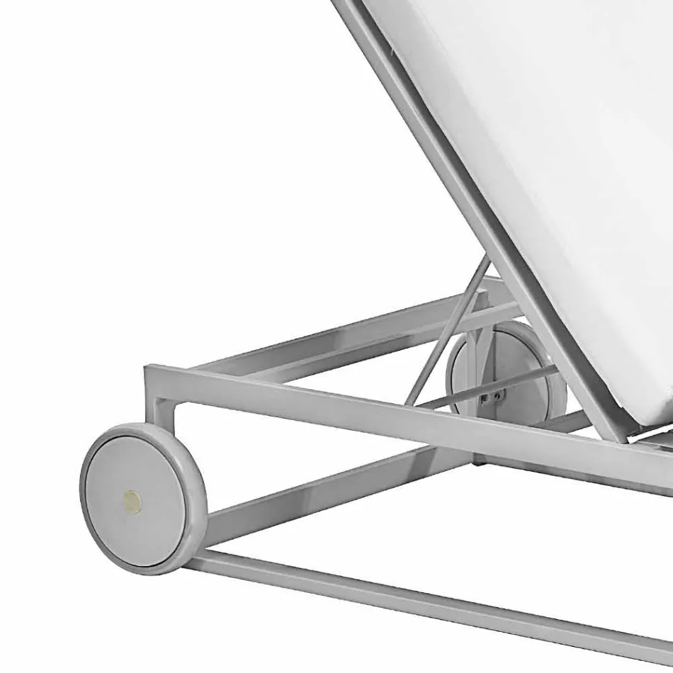 Gartensonnenliege aus Aluminium, Rädern und liegender Rückenlehne - Julie Viadurini