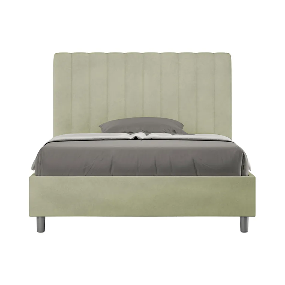 120 x 200 cm Mikrofaserbett mit symmetrischen vertikalen Linien, hergestellt in Italien - Handschuh Viadurini