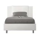 120 x 200 cm Bett mit Kopfteil und Kunstlederkissen, hergestellt in Italien - Olimpiadi Viadurini