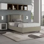 120 x 200 cm Bett mit Kopfteil und Kunstlederkissen, hergestellt in Italien - Olimpiadi Viadurini