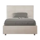 140 x 200 cm Bett mit rechteckigem Kopfteil aus Mikrofaser, hergestellt in Italien - Brina Viadurini