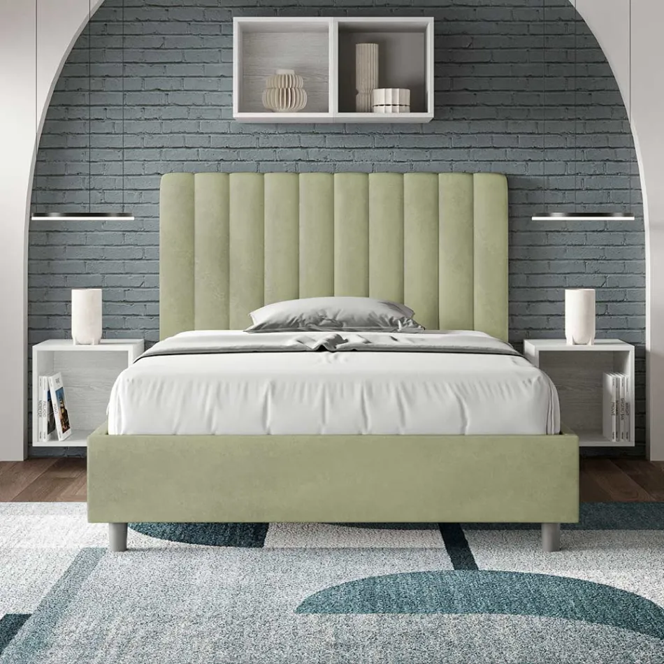 140 x 200 cm Mikrofaserbett mit symmetrischen vertikalen Linien, hergestellt in Italien - Handschuh Viadurini