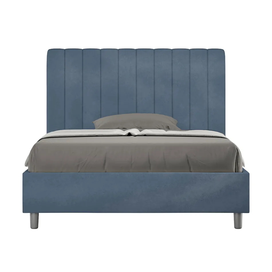 140 x 200 cm Mikrofaserbett mit symmetrischen vertikalen Linien, hergestellt in Italien - Handschuh Viadurini