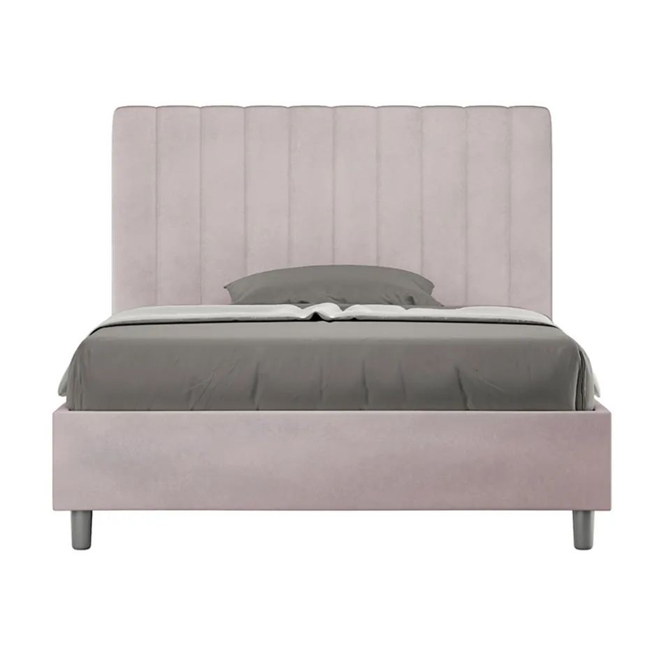 140 x 200 cm Mikrofaserbett mit symmetrischen vertikalen Linien, hergestellt in Italien - Handschuh Viadurini