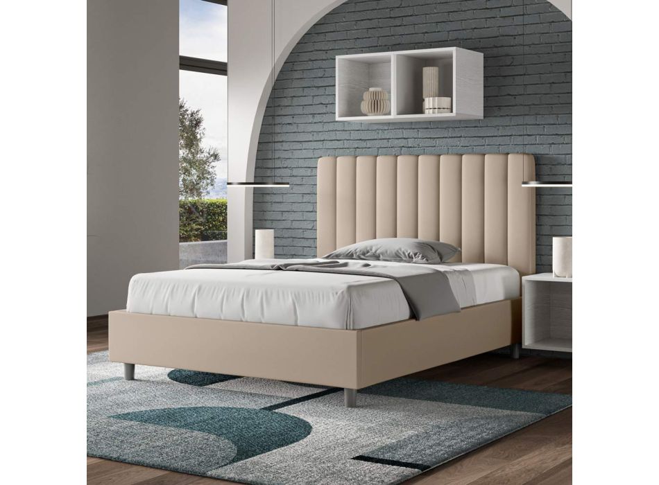 Bett 140x200 cm Kopfteil mit symmetrischen vertikalen Linien Made in Italy - Glove Viadurini