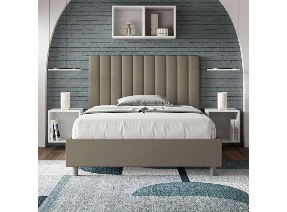 Bett 140x200 cm Kopfteil mit symmetrischen vertikalen Linien Made in Italy - Glove Viadurini