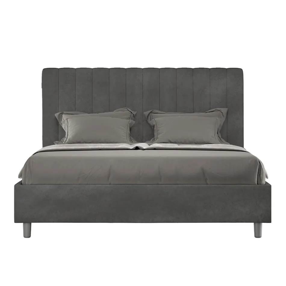 160 x 200 cm Mikrofaserbett mit symmetrischen vertikalen Linien, hergestellt in Italien - Handschuh Viadurini