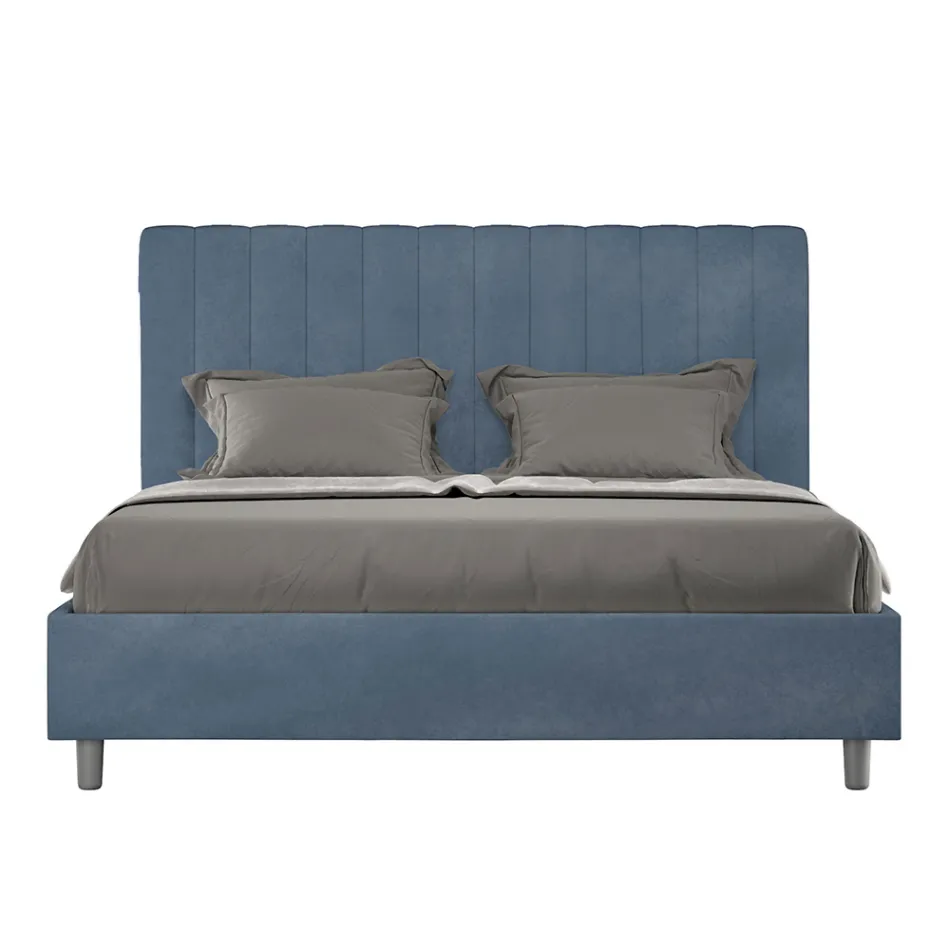 160 x 200 cm Mikrofaserbett mit symmetrischen vertikalen Linien, hergestellt in Italien - Handschuh Viadurini