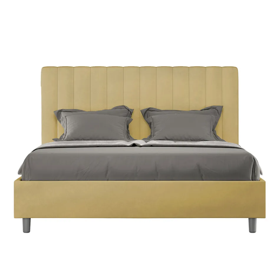 160 x 200 cm Mikrofaserbett mit symmetrischen vertikalen Linien, hergestellt in Italien - Handschuh Viadurini