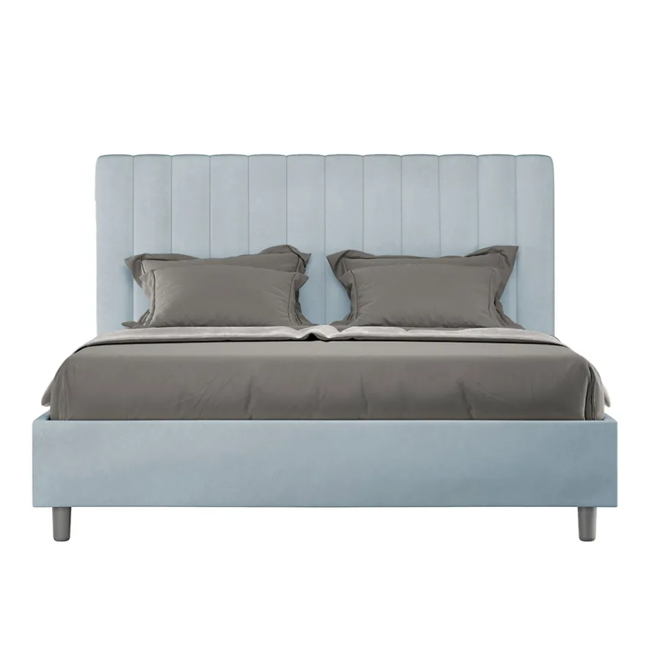 160 x 200 cm Mikrofaserbett mit symmetrischen vertikalen Linien, hergestellt in Italien - Handschuh Viadurini