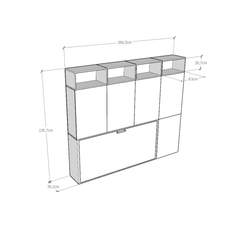 Einzel-Schrankbett in verschiedenen Zusammenstellungen – Kollaborativ Viadurini