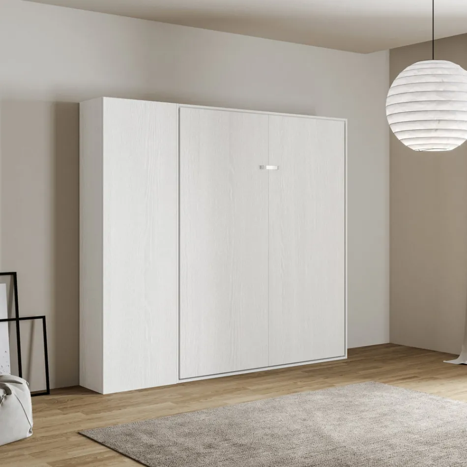 Queen-Size-Bett mit vertikalem Klappbett und Säule - Magiccompare Viadurini