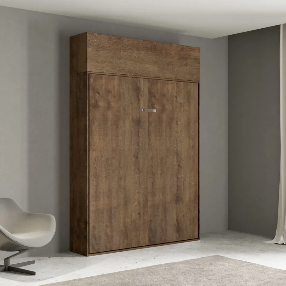 Queen-Size-Bett mit vertikalem Klappbett und Wandeinheit - Magiccompare Viadurini