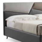 Bett mit Doppelbehälter gepolstert in Kunstleder Made in Italy - Raggino Viadurini