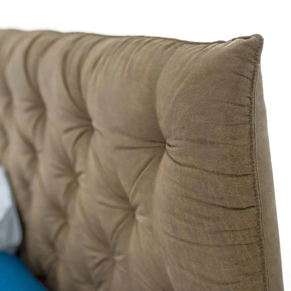 Gepolstertes Doppelbett mit Stauraum aus Stoff oder Öko-Leder, hergestellt in Italien – Euro Viadurini