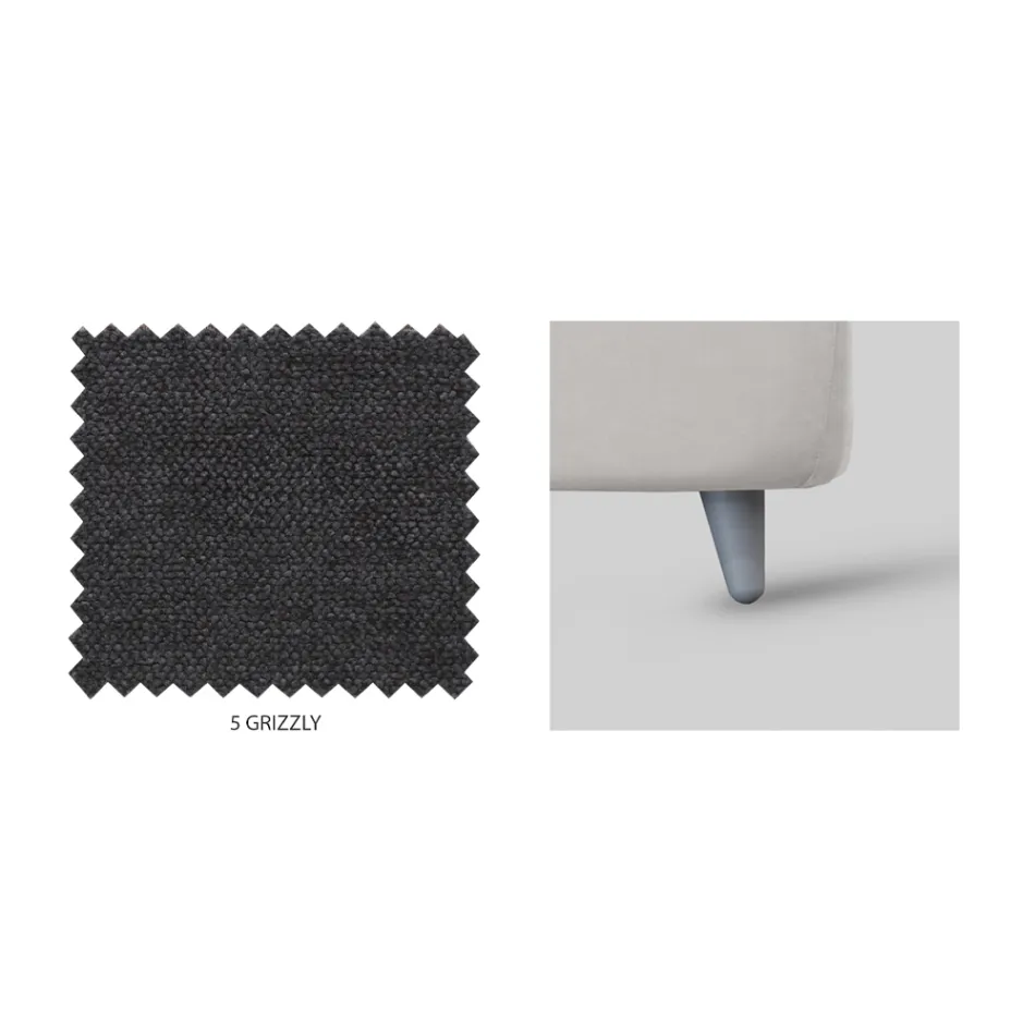 Einzelbett mit Stoffkopfteil, hergestellt in Italien – Fiuto Viadurini