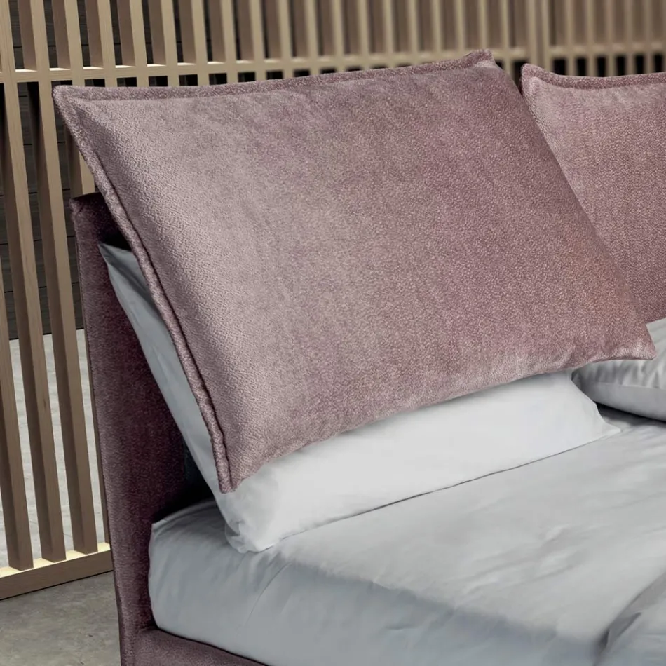 Doppelbett 160x190 mit 2 weichen Kissen mit Volants - Ernesta Viadurini