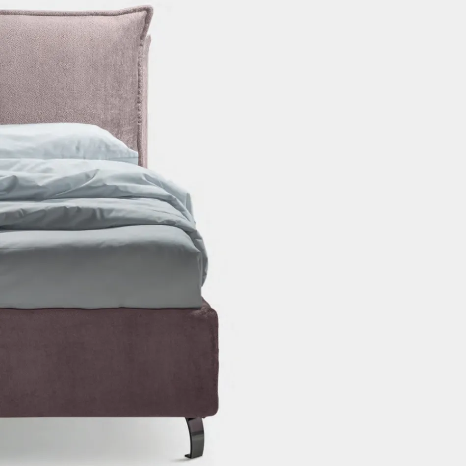 Doppelbett 160x190 mit 2 weichen Kissen mit Volants - Ernesta Viadurini